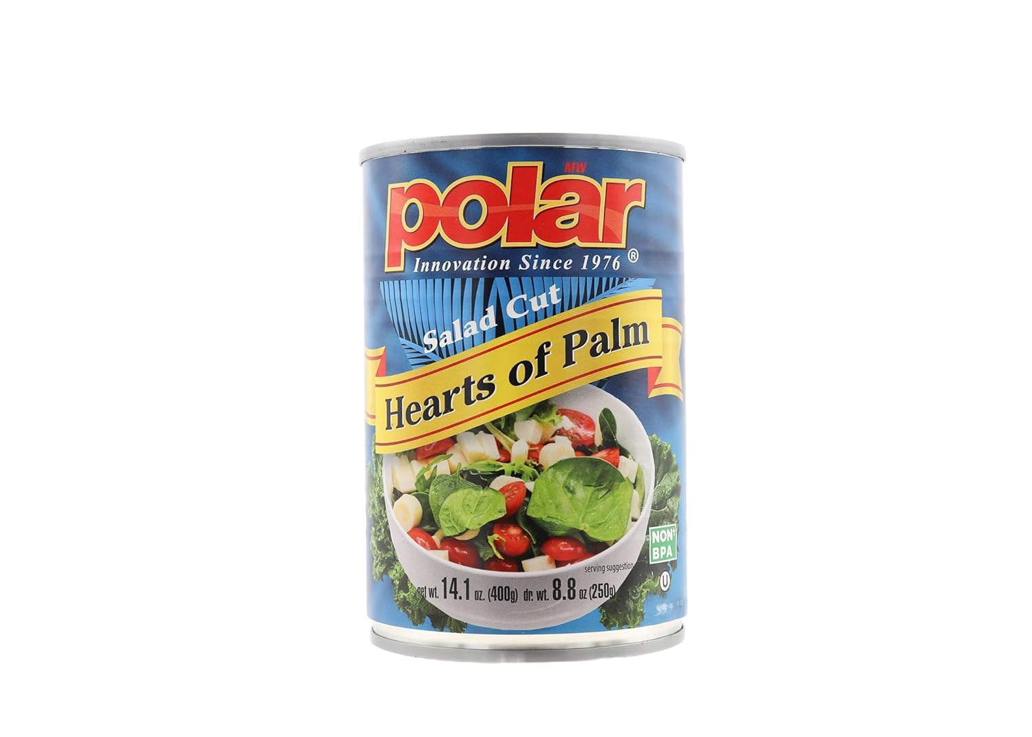 MW Polar Hearts of Palm canned product displayed on a kitchen counter