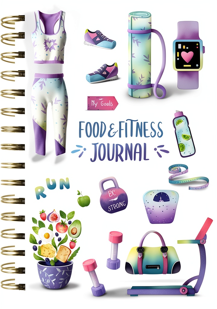 Ceiba Tree Food and Fitness Journal Leather Purple