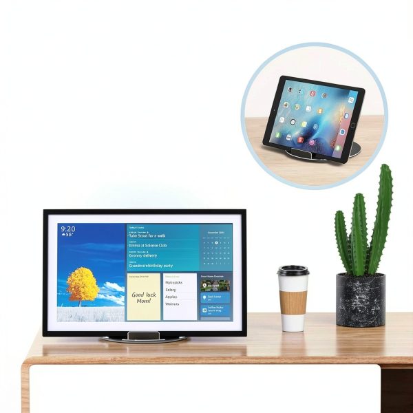 Almoz Tablet Stand Black Aluminum 360° Rotating-3