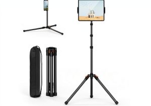 XXZU 72in Tablet Tripod Stand Black-Orange 3‑Level Angle Lock-0