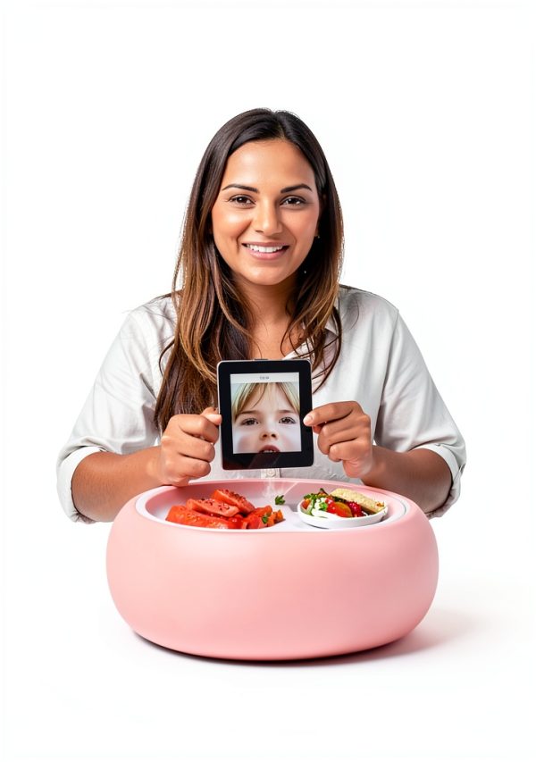 Miledi Tablet Stand with Velvet Pillow Large Size Pink Gray-5