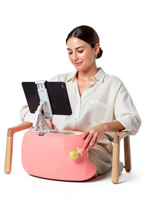 Miledi Tablet Stand with Velvet Pillow Large Size Pink Gray-3