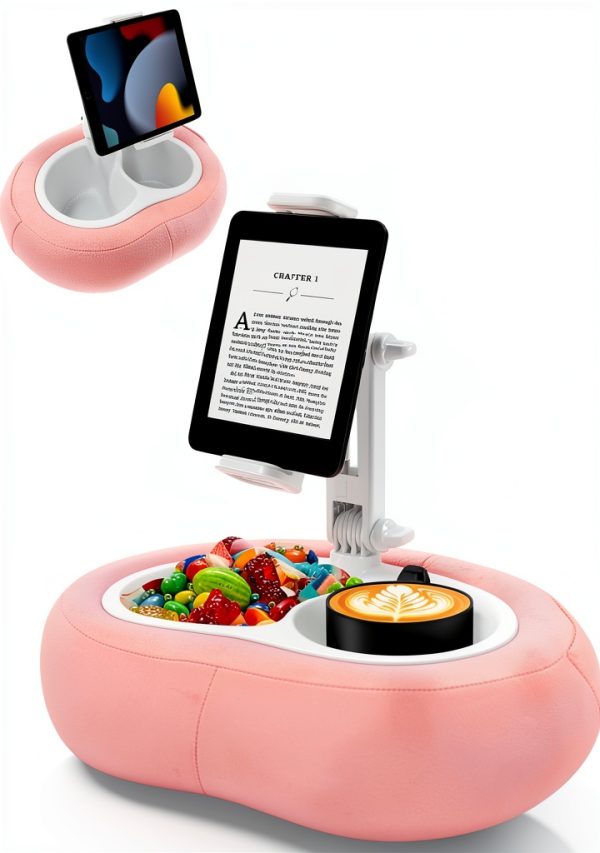 Miledi Tablet Stand with Velvet Pillow Large Size Pink Gray-0