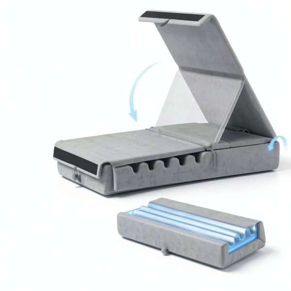 KDD Tablet Pillow Stand Foldable Lap Holder with Storage Pockets Grey-5