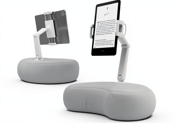SAIJI Kindle Pillow Stand Ergonomic Crescent Dual‑Axis Adjustable Gray-8