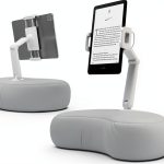 SAIJI Kindle Pillow Stand Ergonomic Crescent Dual‑Axis Adjustable Gray-0