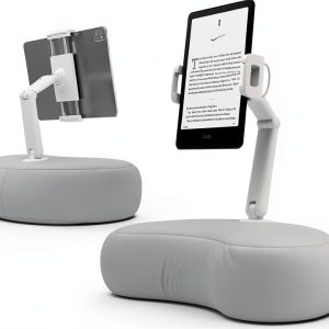 SAIJI Kindle Pillow Stand Ergonomic Crescent Dual‑Axis Adjustable Gray-0
