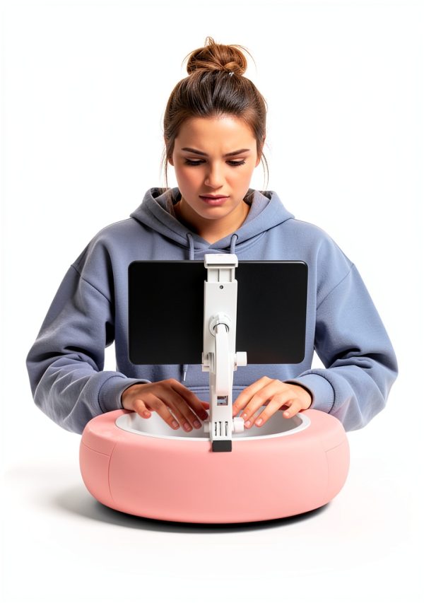 Miledi Tablet Stand with Velvet Pillow Large Size Pink Gray-1