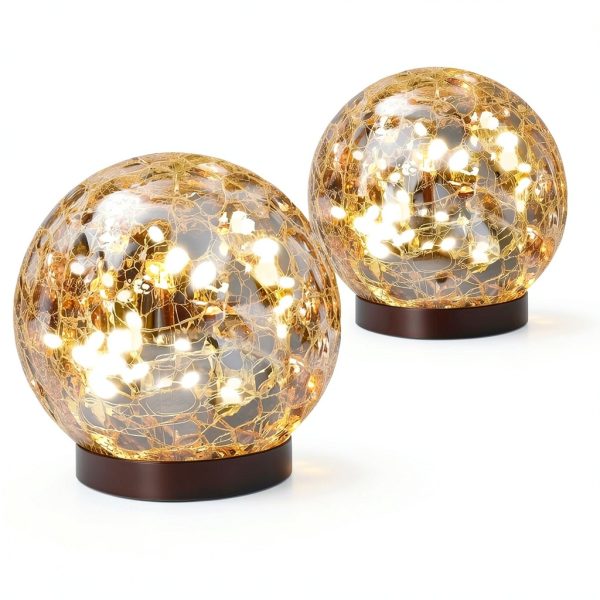 Solar Globe Lights JKIMK Waterproof Cracked Glass Balls 2 or 4 Globes-0